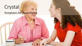  Presentation with teen - PPT layouts featuring absenteeism - senior grandmother and teen grandmother background and a lemonade colored foreground