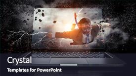  Presentation with work - Colorful slide set enhanced with absorbed by work or technologies backdrop and a tawny brown colored foreground