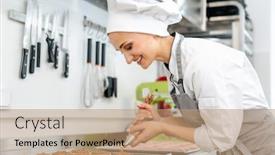  Presentation with pastry cream - Presentation theme consisting of absorbed-confectioner-woman-using-pastry background and a coral colored foreground