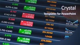  Presentation with stock markets - Beautiful slide deck featuring abstra - tablet computer showing stock marketing backdrop and a wine colored foreground