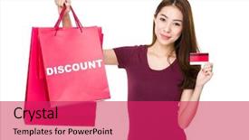  Presentation with credit card - Slide set with abstra - woman hold shopping bag background and a red colored foreground