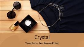  Presentation with navy blue - Colorful presentation theme enhanced with navy blue abstract - composition of woman's fashion look backdrop and a coral colored foreground