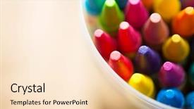  Presentation with crayons - PPT theme featuring abstract - crayons shot form above background and a lemonade colored foreground