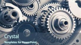  Presentation with gear wheels - Audience pleasing slide deck consisting of abstract - engine gear wheels industrial background backdrop and a ocean colored foreground