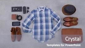  Presentation with flat lay of female sport - PPT theme enhanced with brown grey design abstract - men's casual outfits with accessories background and a gray colored foreground