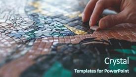  Presentation with mosaic - Audience pleasing presentation design consisting of creative human abstract - men's hands with mosaic close-up backdrop and a ocean colored foreground