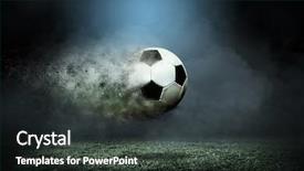 Presentation with soccer field - Slide deck featuring abstract - moving soccer ball around splash background and a dark gray colored foreground