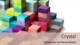  Presentation with pure white - Amazing slides having abstract - spectrum of stacked multi-colored wooden backdrop and a soft green colored foreground