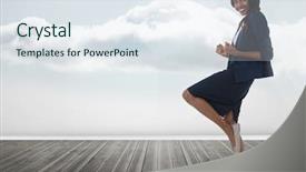  Presentation with digital - Theme with abstract 1 20 - digital composite of businesswoman standing background and a sky blue colored foreground