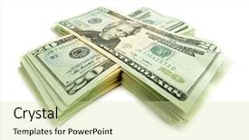  Presentation with stack of newspapers - Beautiful slides featuring abstract 1 20 - stack od 20 dollar banknotes backdrop and a soft green colored foreground