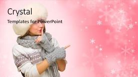  Presentation with hat - Presentation theme consisting of abstract 1 20 - young girl in fur hat background and a lemonade colored foreground