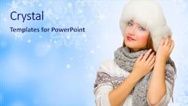  Presentation with group of three young girl - Amazing slide deck having abstract 1 20 - young girl in fur hat backdrop and a sky blue colored foreground