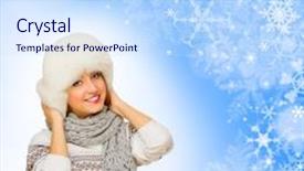  Presentation with winter taiga - Slides enhanced with abstract 1 20 - young girl in fur hat background and a  colored foreground