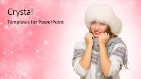  Presentation with winter - Amazing PPT theme having abstract 1 20 - young girl on red winter backdrop and a  colored foreground