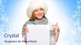  Presentation with winter - PPT layouts with abstract 1 20 - young girl with empty billboard background and a  colored foreground