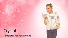  Presentation with group of three young girl - Slide deck consisting of abstract 1 20 - young girl with fur hat background and a  colored foreground