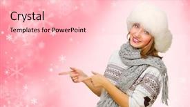  Presentation with quiz shows - Colorful PPT theme enhanced with abstract 1 20 - young girl with fur hat backdrop and a  colored foreground