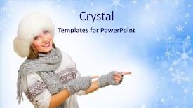  Presentation with hat - Audience pleasing presentation design consisting of abstract 1 20 - young girl with fur hat backdrop and a sky blue colored foreground