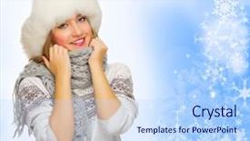  Presentation with nineteenth century woman - Amazing theme having abstract 1 20 - young smiling woman with fur backdrop and a light blue colored foreground