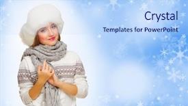  Presentation with pathways in winter - Slide deck consisting of abstract 1 20 - young woman on winter background background and a  colored foreground