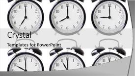  Presentation with alarm - Cool new slide deck with abstract 10 - alarm clock set with hands backdrop and a light gray colored foreground