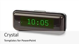  Presentation with clock - Amazing presentation theme having abstract 10 - digital clock isolated on white backdrop and a white colored foreground