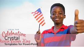  Presentation with american flag waving - Theme having abstract 10 - little boy waving american flag background and a coral colored foreground