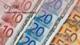  Presentation with euro - Cool new slide deck with abstract 10 - ten twenty and fifty euro backdrop and a coral colored foreground