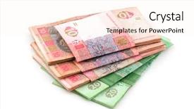  Presentation with money - PPT theme consisting of abstract 10 - ukrainian money isolated on white background and a  colored foreground