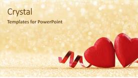  Presentation with golden lights - Slides having abstract 2 14 - two red handmade wooden hearts background and a cream colored foreground