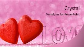  Presentation with pink glitter - Audience pleasing theme consisting of abstract 2 14 - two red handmade wooden hearts backdrop and a coral colored foreground