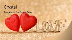  Presentation with golden lights - PPT layouts featuring abstract 2 14 - two red handmade wooden hearts background and a coral colored foreground