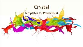  Presentation with paint white brick wall - Audience pleasing theme consisting of abstract 3d - colored paint splashes isolated backdrop and a cream colored foreground