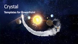  Presentation with planets - Cool new PPT theme with abstract 3d - system of planets mixed media backdrop and a navy blue colored foreground