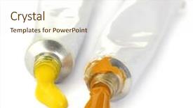  Presentation with tubes - Colorful PPT theme enhanced with abstract acrylic paint in tubes isolated on white backdrop and a cream colored foreground
