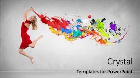  Presentation with red - Amazing slides having abstract adolescence - young woman dancer in red backdrop and a  colored foreground