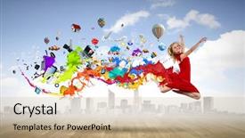  Presentation with concert symphony woman dancing in grass - Cool new presentation with multi generations family baby grandchild father and grandfather having fun outdoors life insurance concept backdrop and a coral colored foreground.