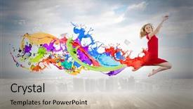  Presentation with concert symphony woman dancing in grass - Amazing PPT theme having portrait of two girls at a sleepover backdrop and a gray colored foreground