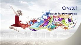  Presentation with concert symphony woman dancing in grass - Theme with sweet sleeping newborn baby background and a soft green colored foreground