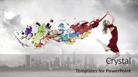  Presentation with red - PPT layouts with abstract adolescence - young woman dancer in red background and a light gray colored foreground