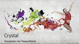  Presentation with concert symphony woman dancing in grass - Cool new PPT theme with abstract adolescence - young woman dancer in red backdrop and a  colored foreground