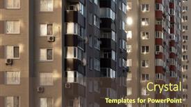  Presentation with apartment buildings - Beautiful slide deck featuring abstract-architectural-background-with-apartment backdrop and a tawny brown colored foreground