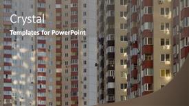  Presentation with apartment buildings - Colorful presentation theme enhanced with abstract-architectural-background-with-apartment backdrop and a gray colored foreground