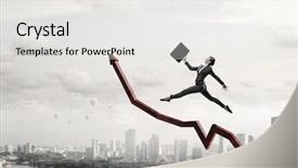  Presentation with abstract red - Presentation design consisting of abstract arrows red - making big success jump mixed background and a white colored foreground