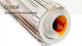  Presentation with roll - Presentation enhanced with abstract article - roll of magazine isolated background and a  colored foreground