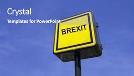  Presentation with brexit - PPT layouts enhanced with abstract article - yellow sign up against blue background and a teal colored foreground