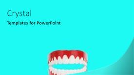  Presentation with artificial teeth - Presentation theme consisting of abstract-artificial-teeth-jaws-item background and a cyan colored foreground