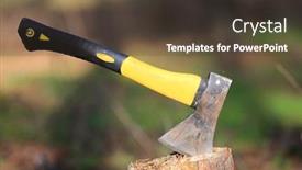  Presentation with abstract - PPT layouts consisting of abstract-axe-with-yellow-handle background and a tawny brown colored foreground