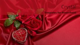  Presentation with roses satin - PPT theme enhanced with abstract-background-from-red-silk background and a crimson colored foreground