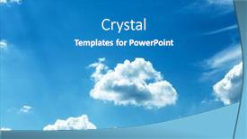  Presentation with abstract light - Presentation theme featuring abstract background of beautiful curly and sparse clouds like whitecaps over light bright blue sky in sunny spring clear day background and a teal colored foreground